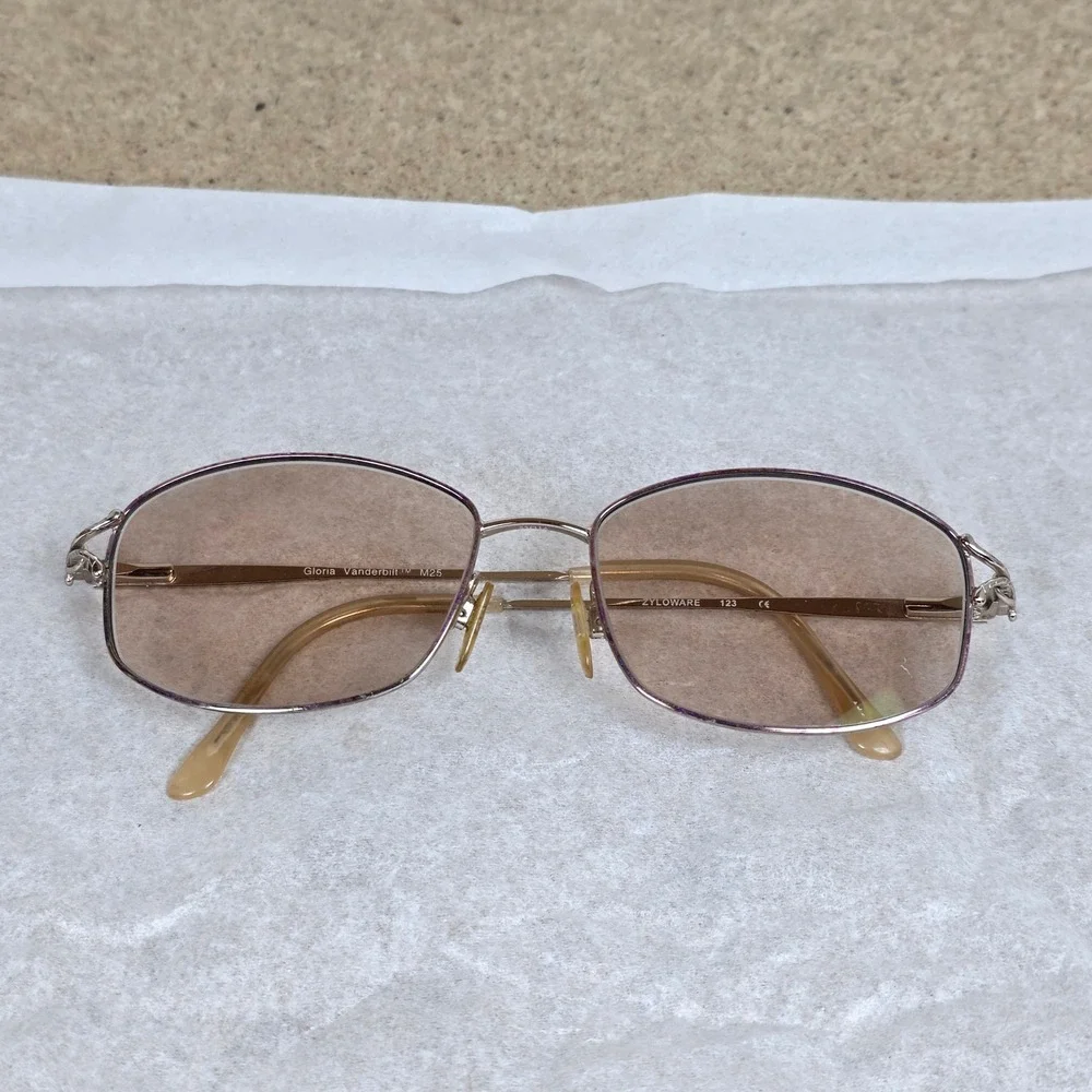 Gloria Vanderbilt M25 Gold Purple Oval Eyeglasses Frames Zyloware 123mm Vintage‎